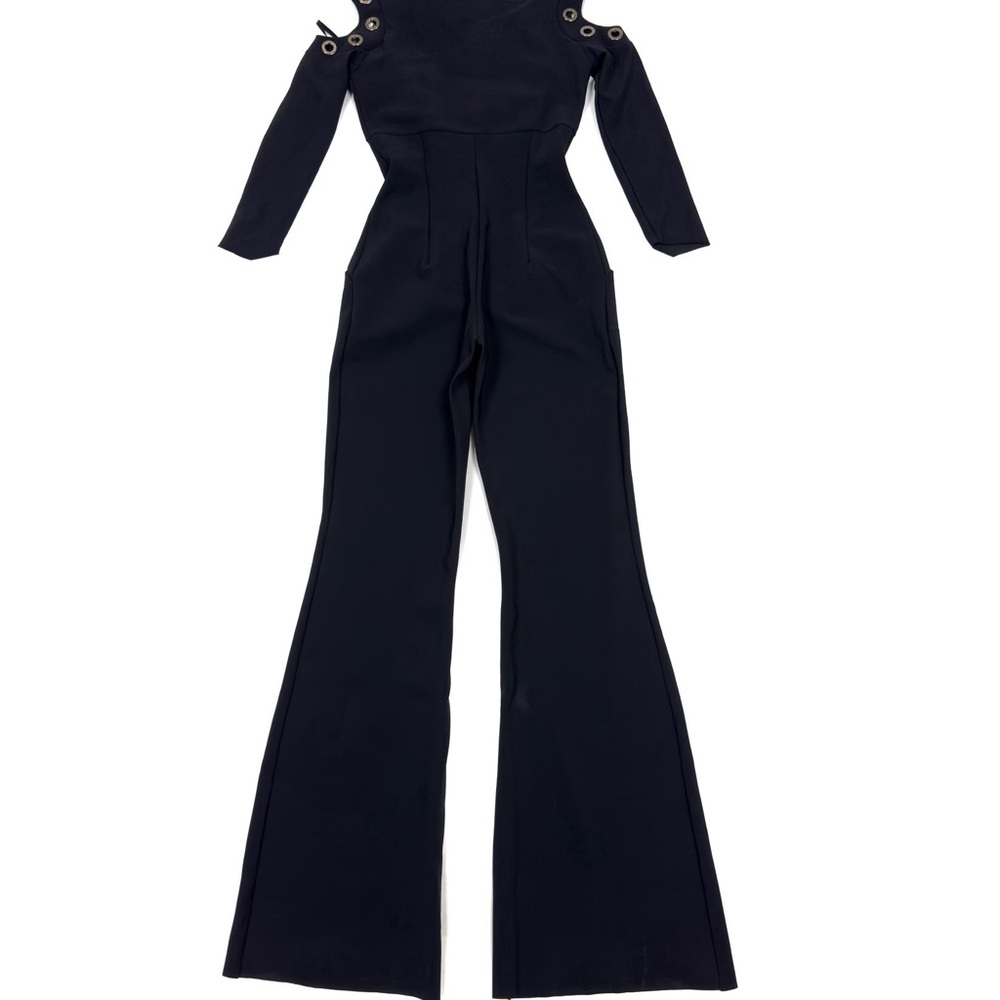 Chiara Bona La Petite Robe Maya Off The Shoulder Jumpsuit Size 40/US 4 Black NWD - Picture 2 of 14